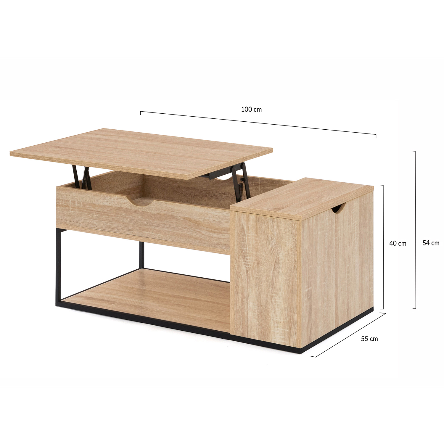 Table Basse Industrielle Plateau Relevable Bois Et M Tal Avec Coffre