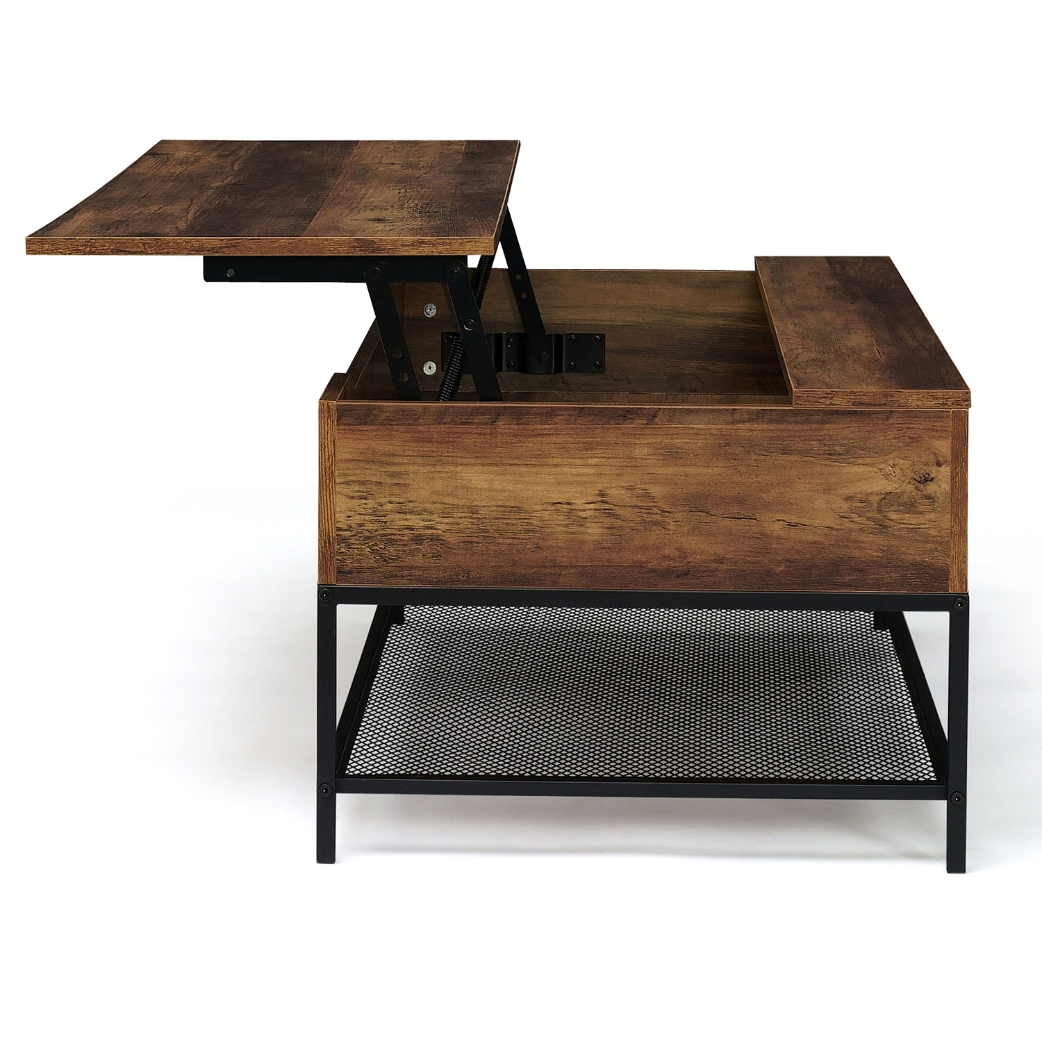 Table Basse Relevable Effet Bois Vieilli Industriel HAMILTON ID Market