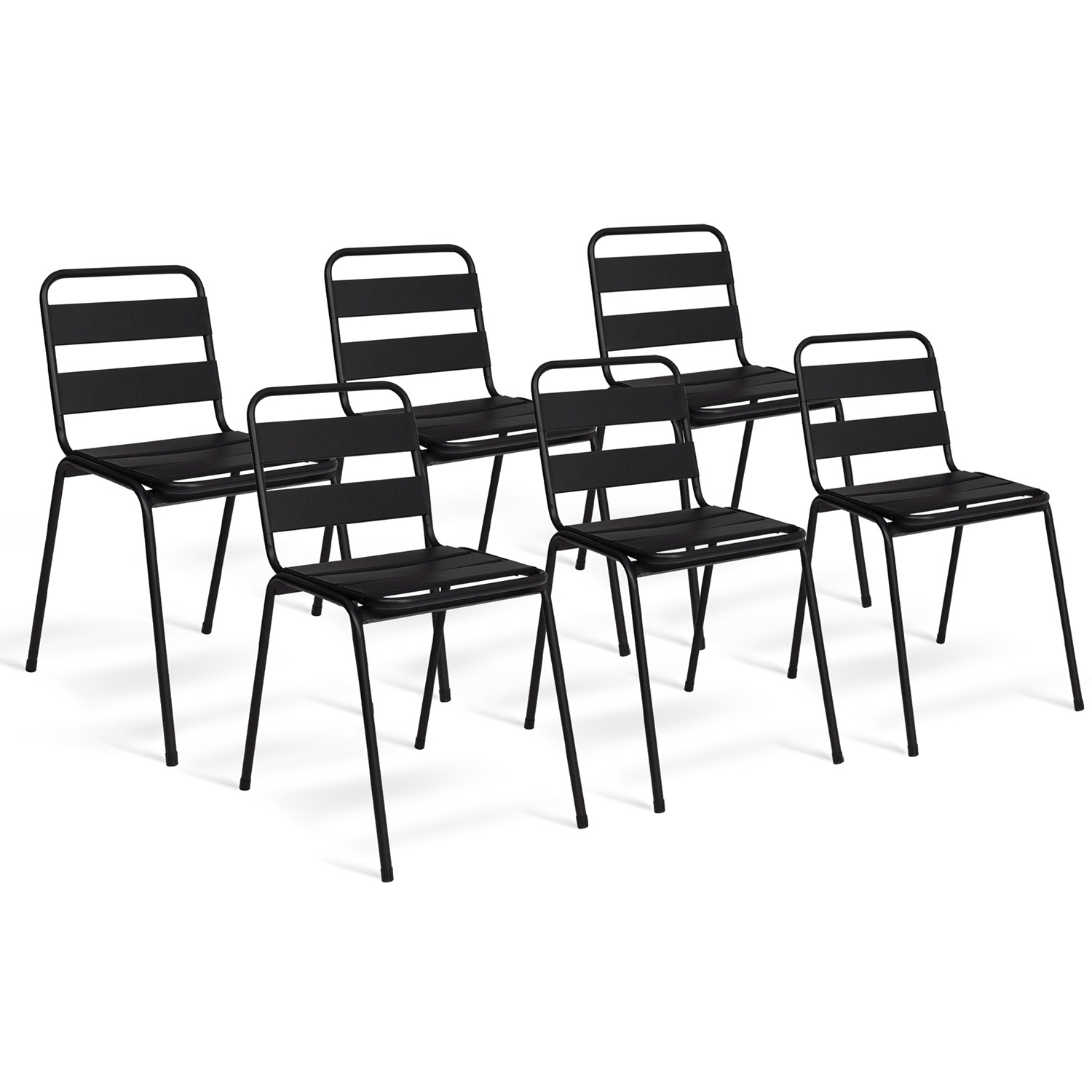 Chaises de jardin acier noir Chaises empilables dextérieur