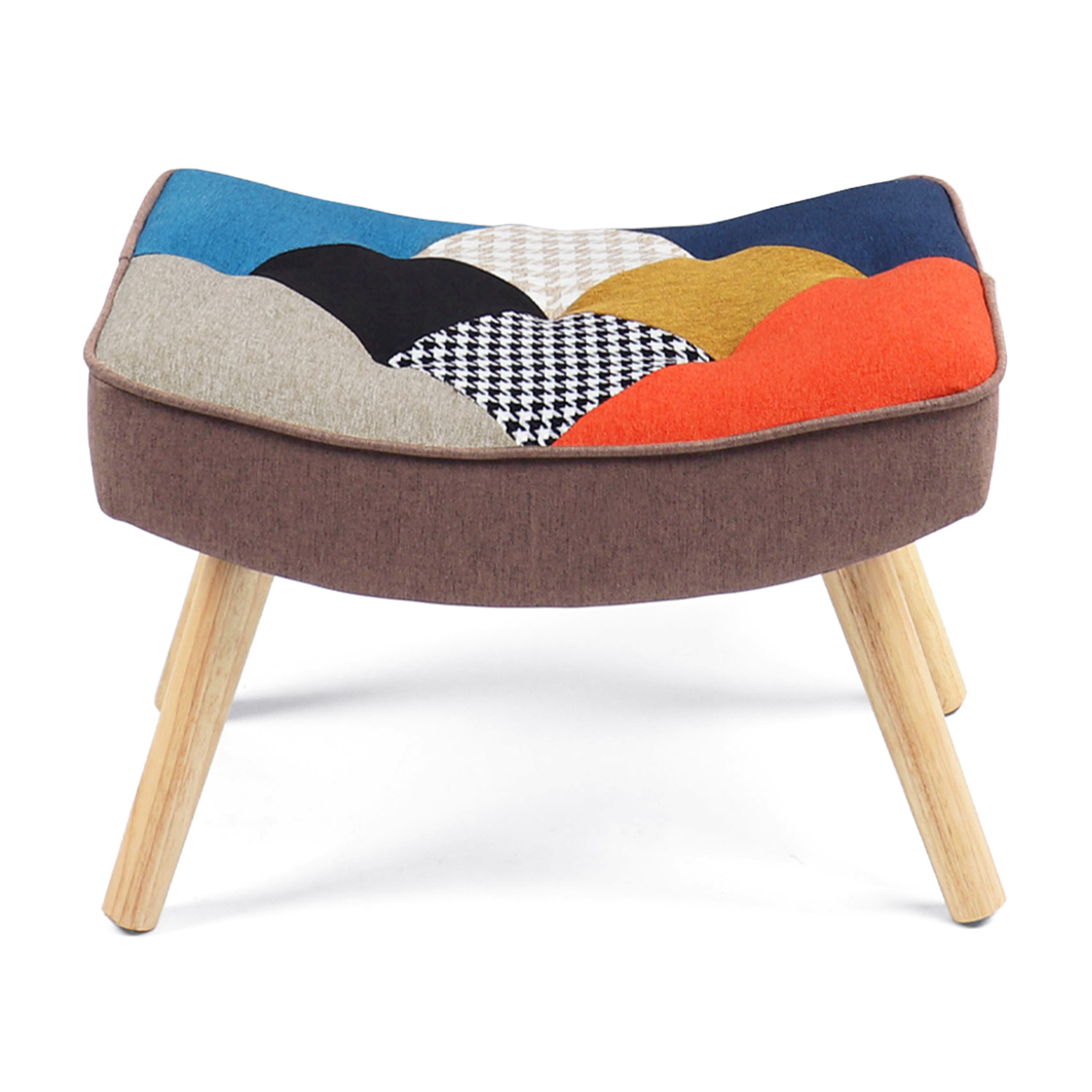 Fauteuil Scandinave Multicolore Imprim Pied De Poule Avec Repose Pieds