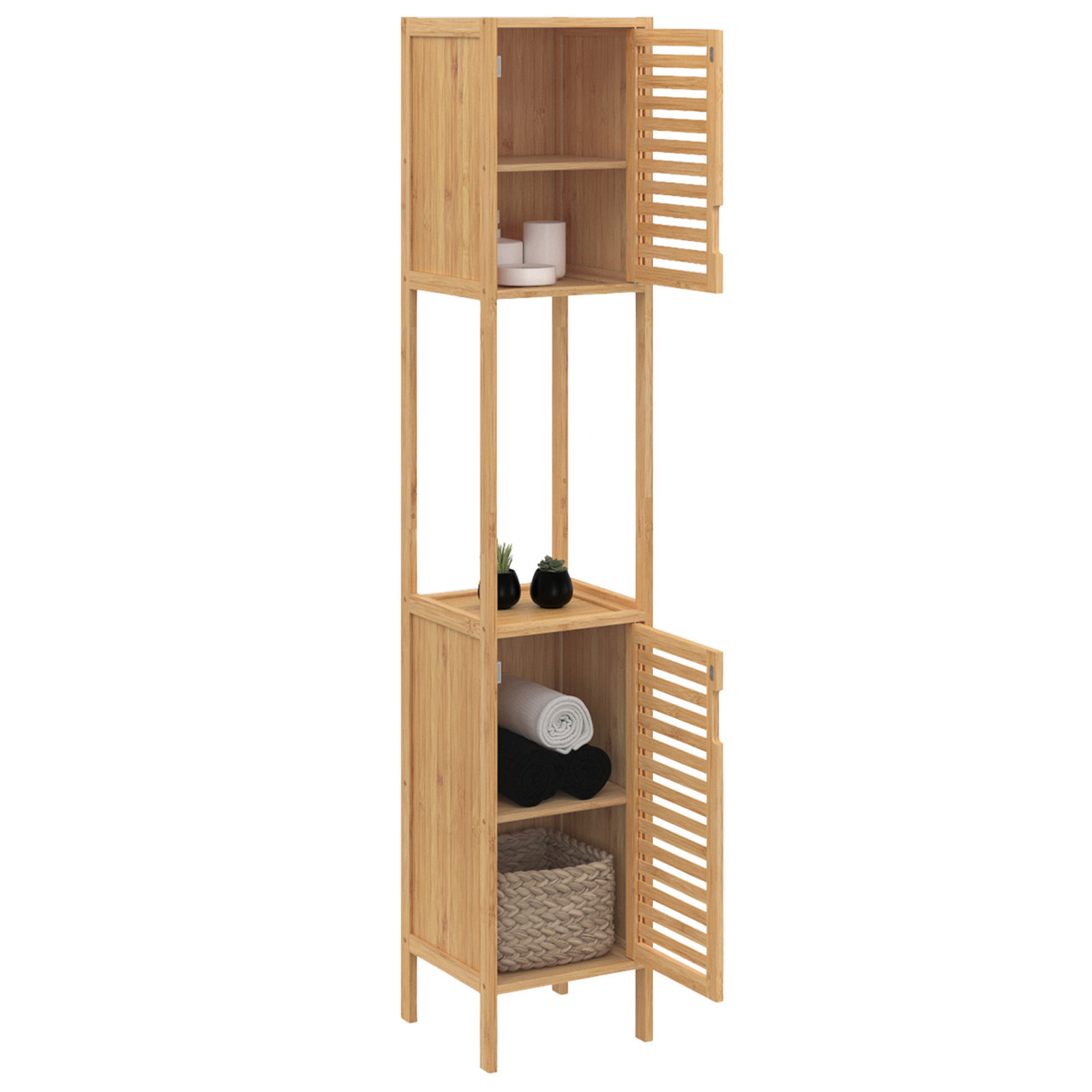 Meuble Colonne Salle De Bain Bambou Portes Bea Id Market