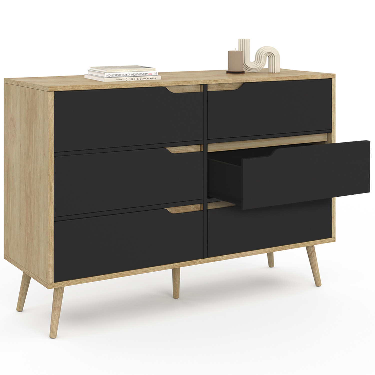 Commode Scandinave Effet H Tre Et Noir Tiroirs Helsinki Id Market