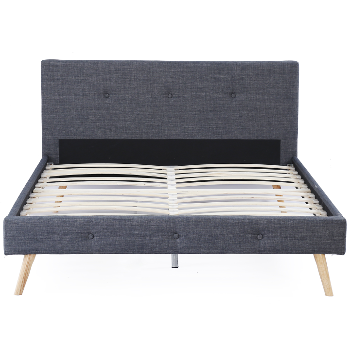 Lit scandinave Oslo en tissu 140x190cm gris anthracite