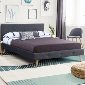 Lit scandinave Oslo en tissu 160x200cm gris anthracite