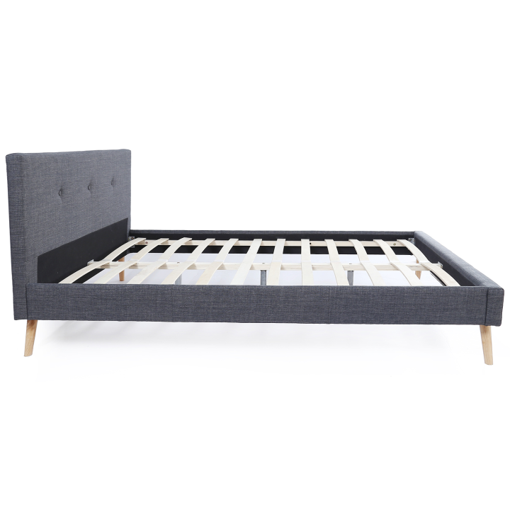 Lit scandinave Oslo en tissu 160x200cm gris anthracite