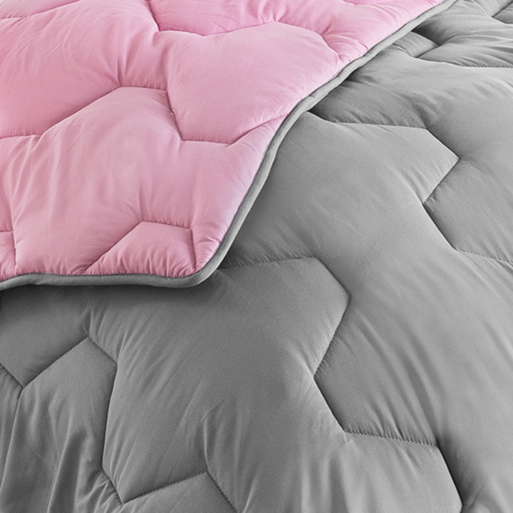 Couette 220x240 CM ABBY bicolore rose et gris 300 gr