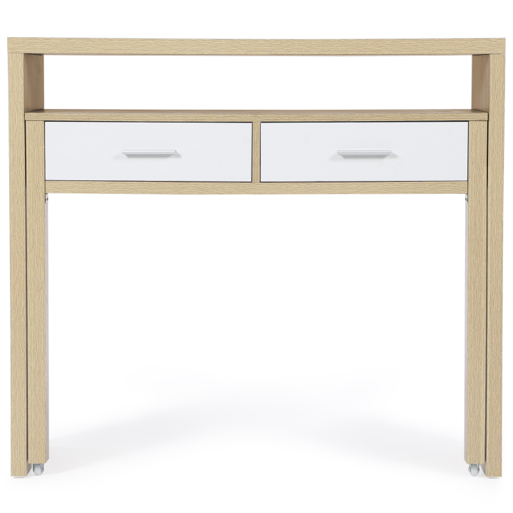 Bureau extensible bois blanc et imitation hêtre