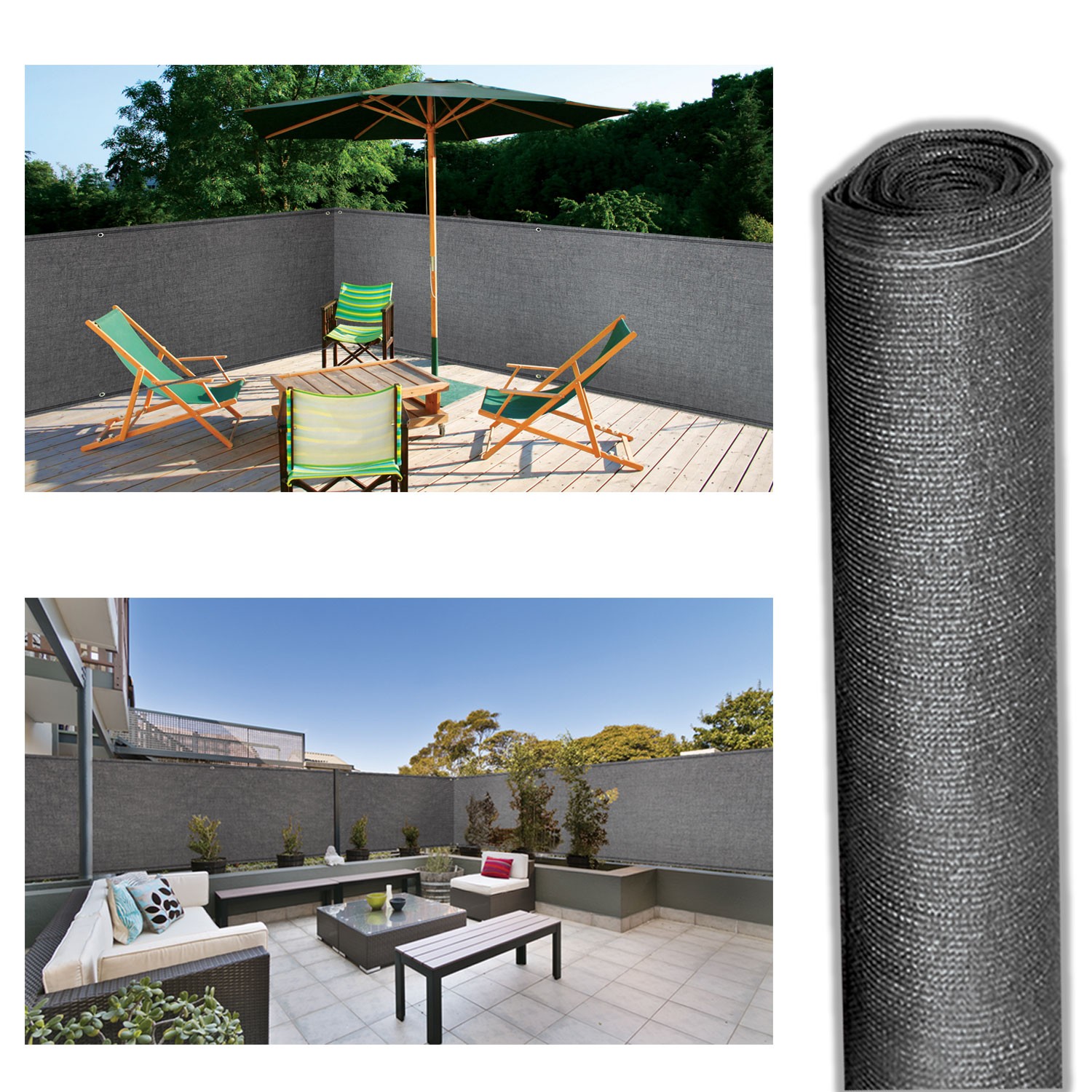 Brise vue renforcé luxe pro - IDMARKET - 1,5 x 10 M - Vert - Haute densité  - 220 gr/m² - Cdiscount Jardin