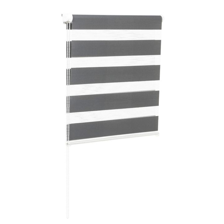 Store enrouleur zébré jour nuit l.55 x H. max 170 CM gris x2