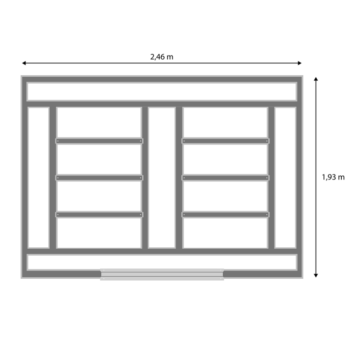 Caseta de jardín de acero gris de 5,3 m² con puertas correderas | ID Market