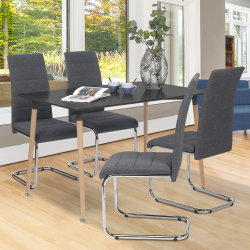 Lot de 4 chaises MIA en tissu gris anthracite pour salle à manger