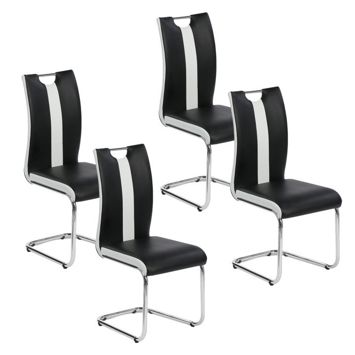 Lot de 4 chaises PIA noires et blanches pour salle à manger