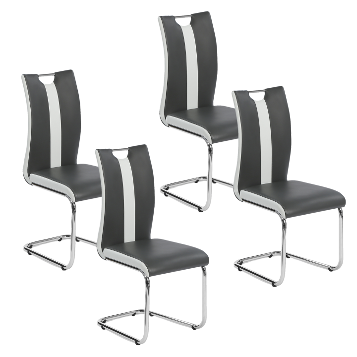 Lot de 4 chaises PIA grises et blanches pour salle à manger