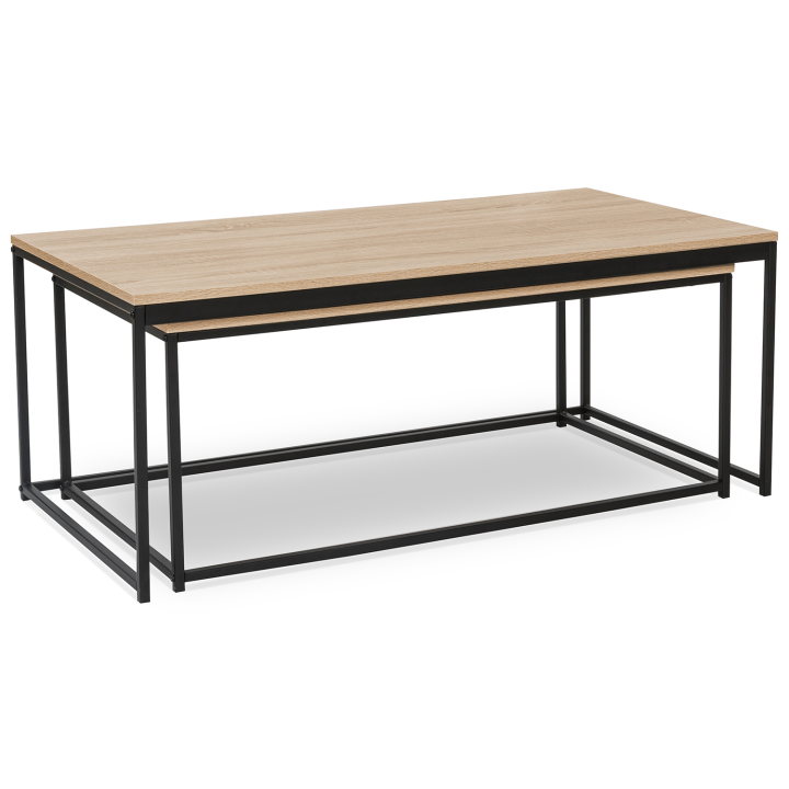 Lot de 2 tables basses gigognes DETROIT 100/113 design industriel