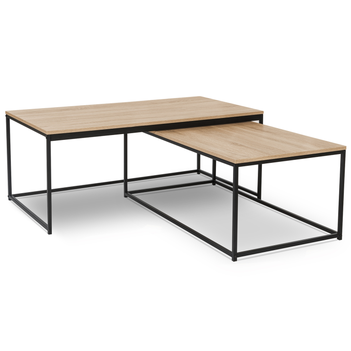 Lot de 2 tables basses gigognes DETROIT 100/113 design industriel