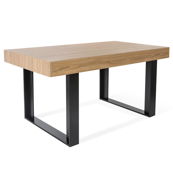 Mesa de comedor industrial de haya imitación madera 160 cm - PHOENIX | ID Market