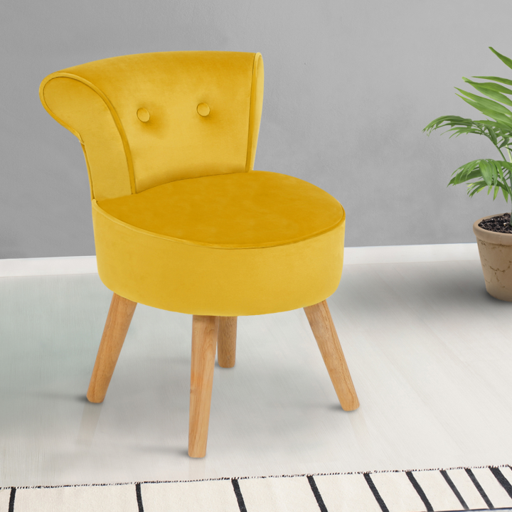 Fauteuil crapaud en velours jaune