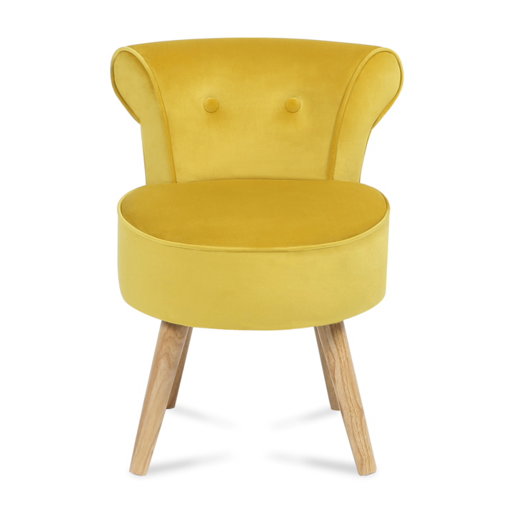 Fauteuil crapaud en velours jaune