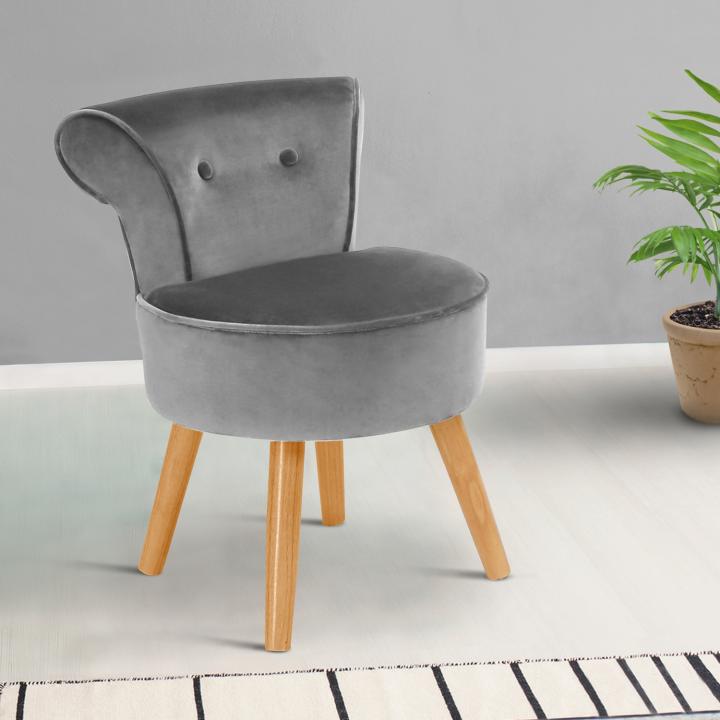 Fauteuil crapaud en velours gris