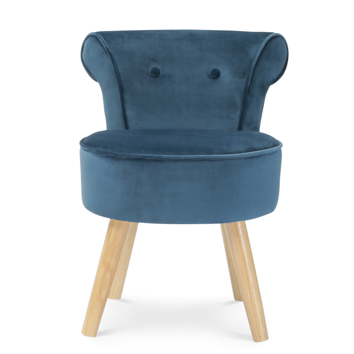 Fauteuil crapaud en velours bleu