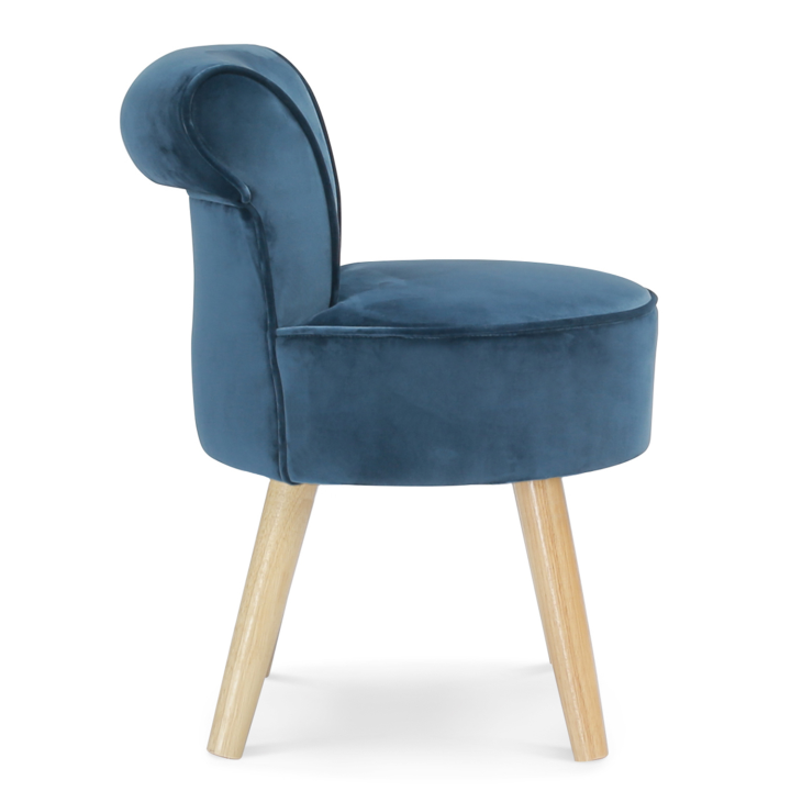 Fauteuil crapaud en velours bleu