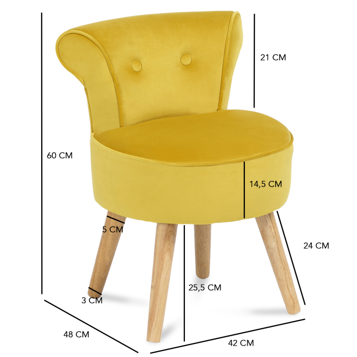 Fauteuil crapaud en velours jaune