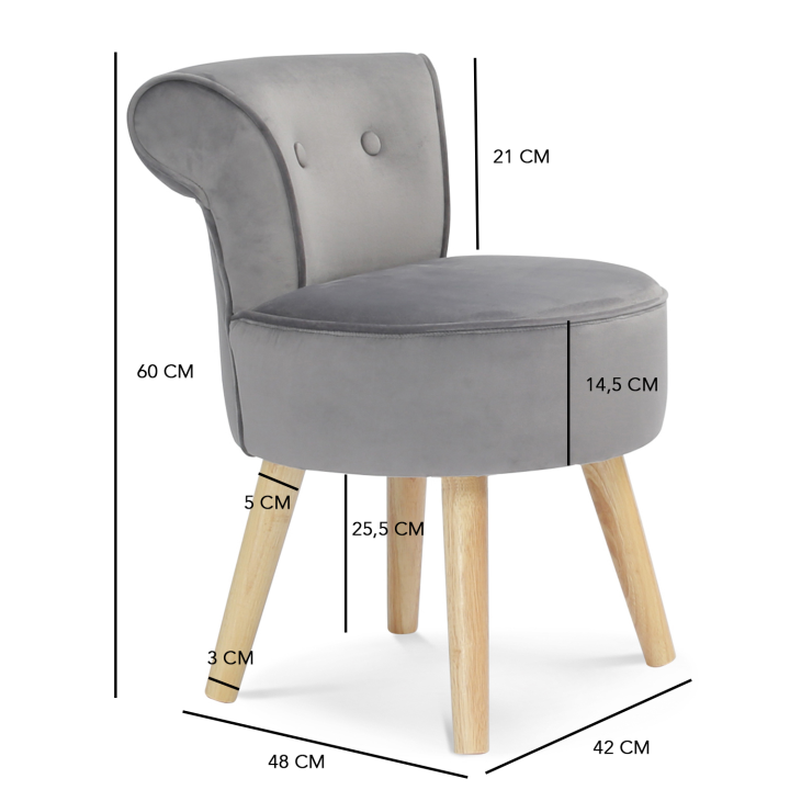 Fauteuil crapaud en velours gris