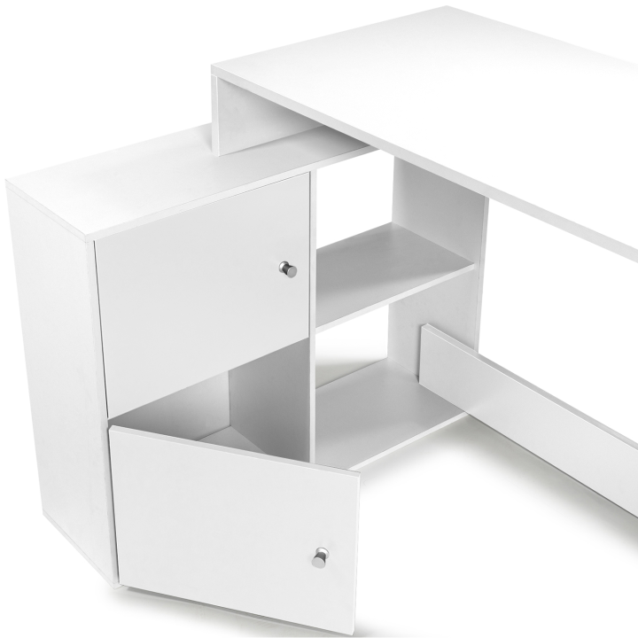 Bureau d'angle en forme de L BOB bois blanc