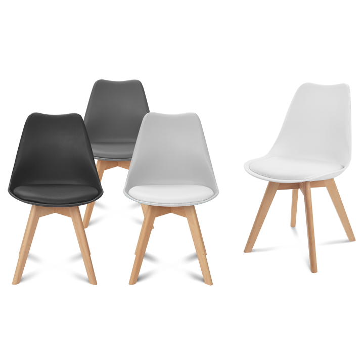 Lot de 4 chaises scandinaves SARA mix color gris foncé, gris clair, blanc et noir