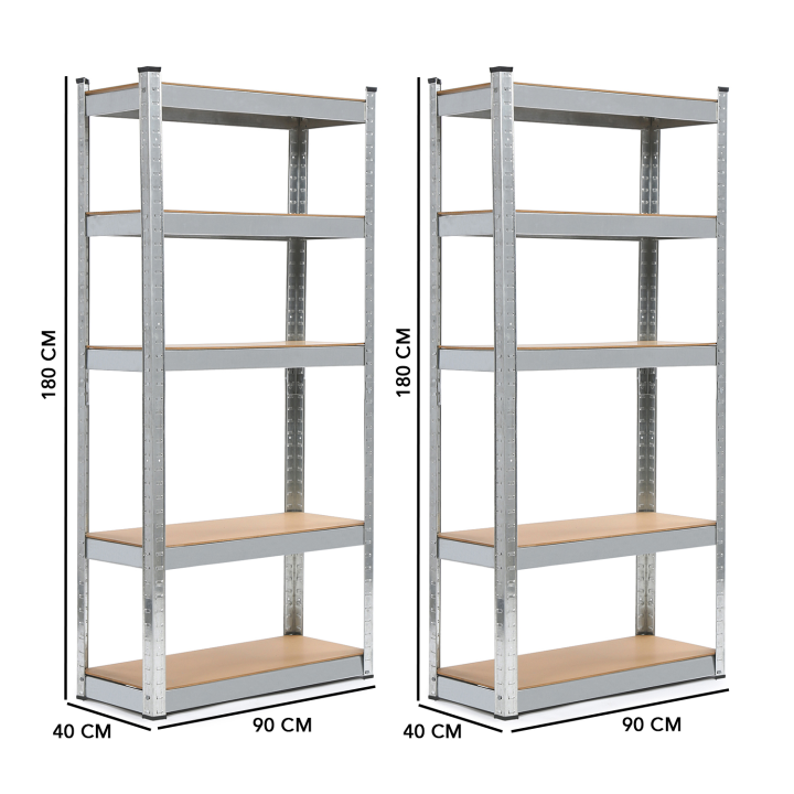 Lot de 2 étagères modulables charges lourdes 10 plateaux H. 180 CM