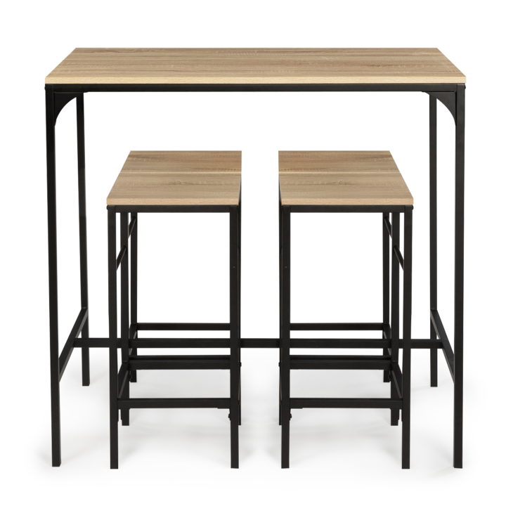 Ensemble table haute de bar DETROIT 100 cm et 4 tabourets design industriel