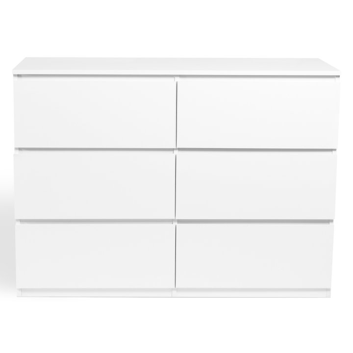 Commode 6 tiroirs TOMI bois blanc