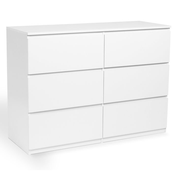 Commode 6 tiroirs TOMI bois blanc