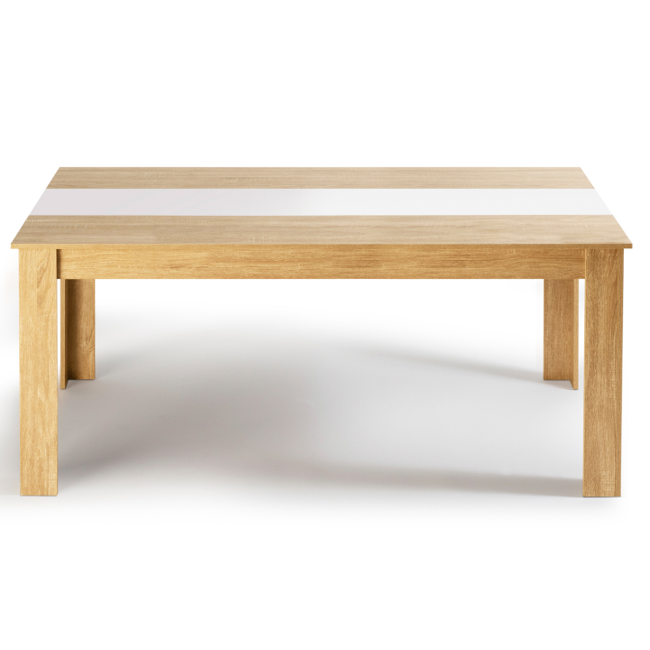 Mesa de comedor barata 160 cm imitación haya y blanco - GEORGIA | ID Market