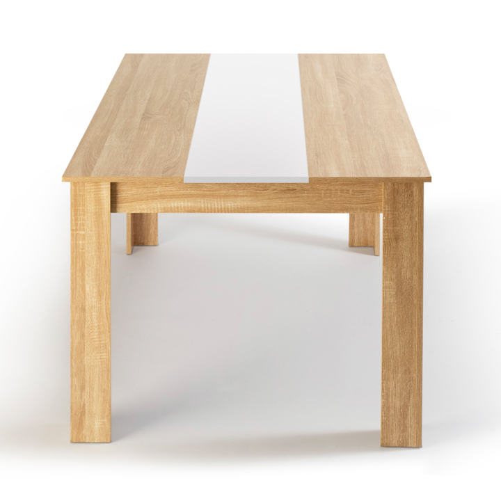 Mesa de comedor barata 140 cm imitación haya y blanco - GEORGIA | ID Market