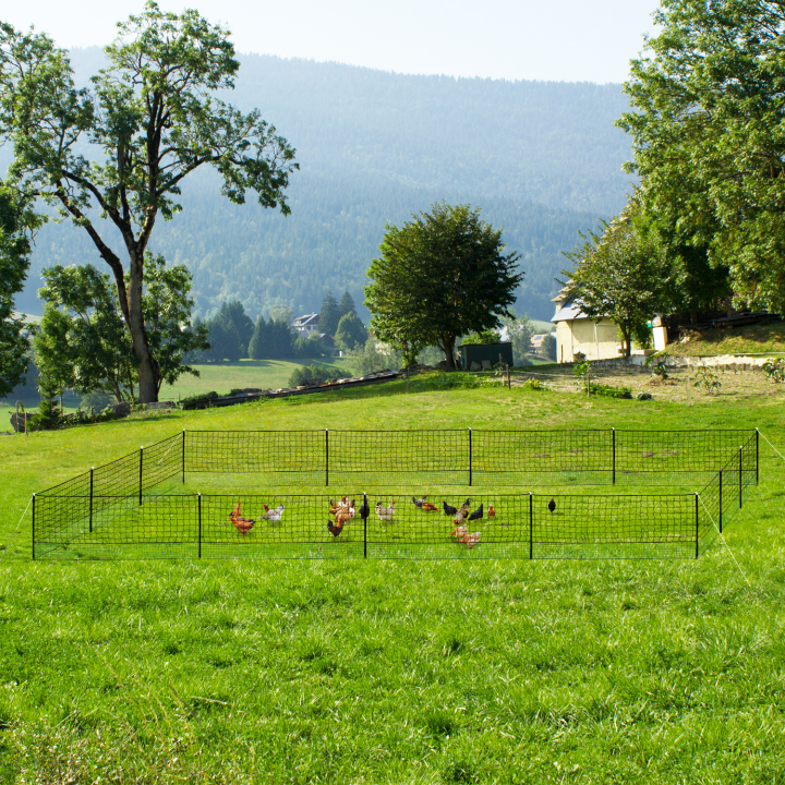 Kit filet à poules 50 M avec 15 piquets