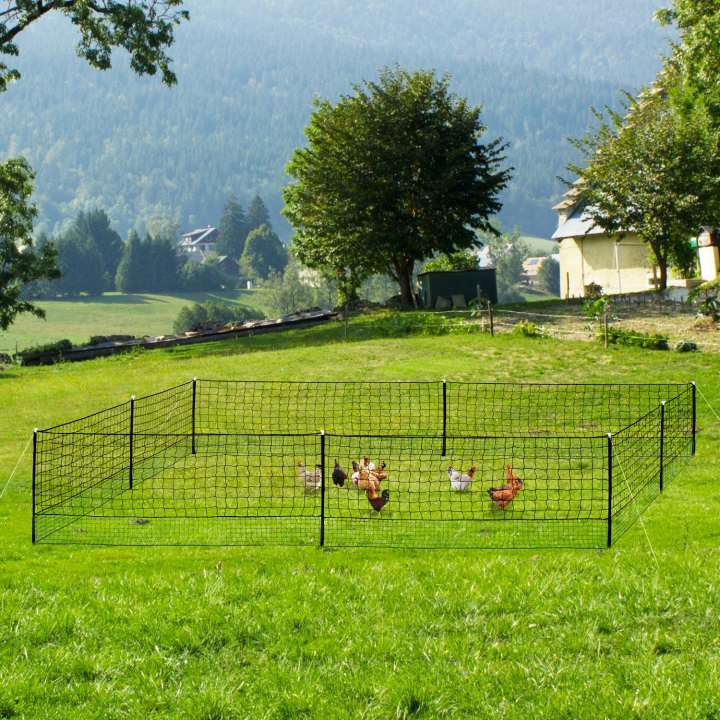 Kit filet à poules 25 M avec 9 piquets 