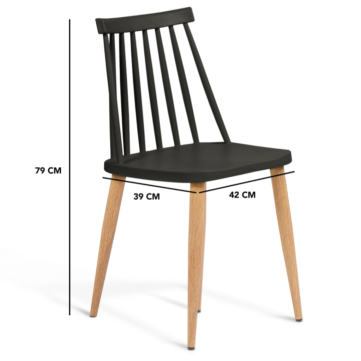 Lot de 4 chaises LILY noires pour salle à manger