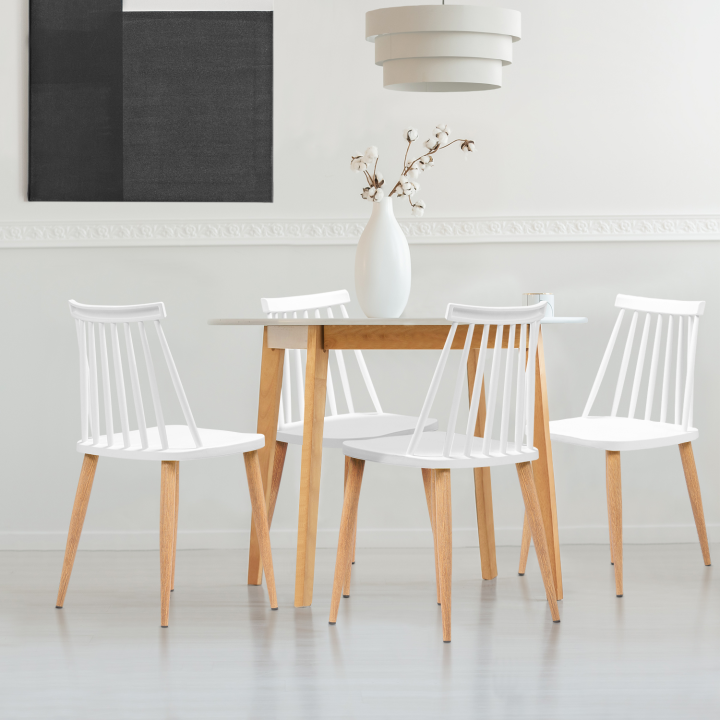 Lot de 4 chaises LILY blanches pour salle à manger