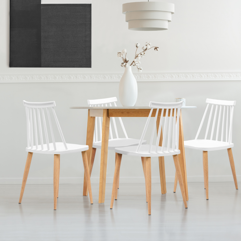 Chaise blanche assise bois avec barreaux (lot de 2) NAXOS, Chaises
