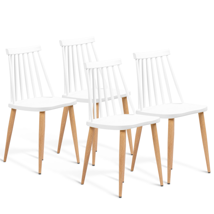 Lot de 4 chaises LILY blanches pour salle à manger