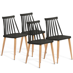 Lot de 4 chaises LILY noires pour salle à manger