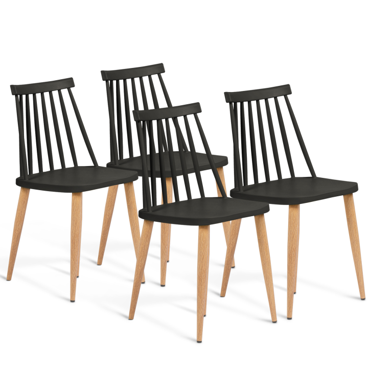 Lot de 4 chaises LILY noires pour salle à manger