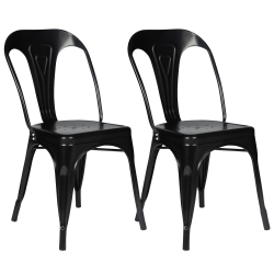 Lot de 2 chaises LENY en métal noir mat pour salle à manger