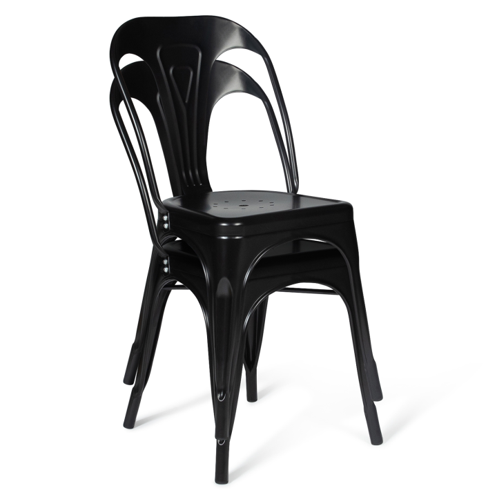 Lot de 2 chaises LENY en métal noir mat pour salle à manger