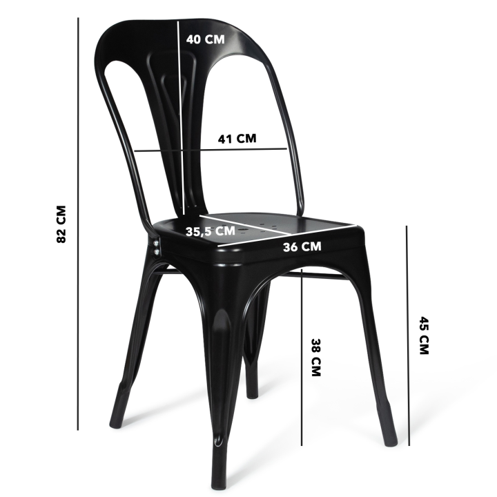 Lot de 2 chaises LENY en métal noir mat pour salle à manger