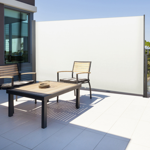 Paravent Exterieur Retractable 300 X 200 Cm Blanc Store Lateral