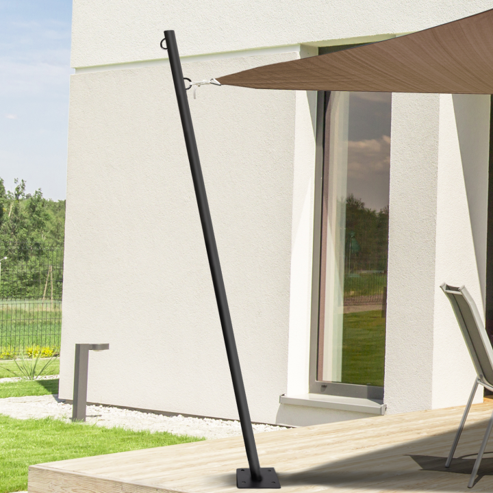 Mástil de vela de sombra 220 cm acero negro | ID Market