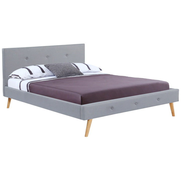 Cama escandinava 140x190 cm gris claro con estilo nórdico - OSLO | ID Market