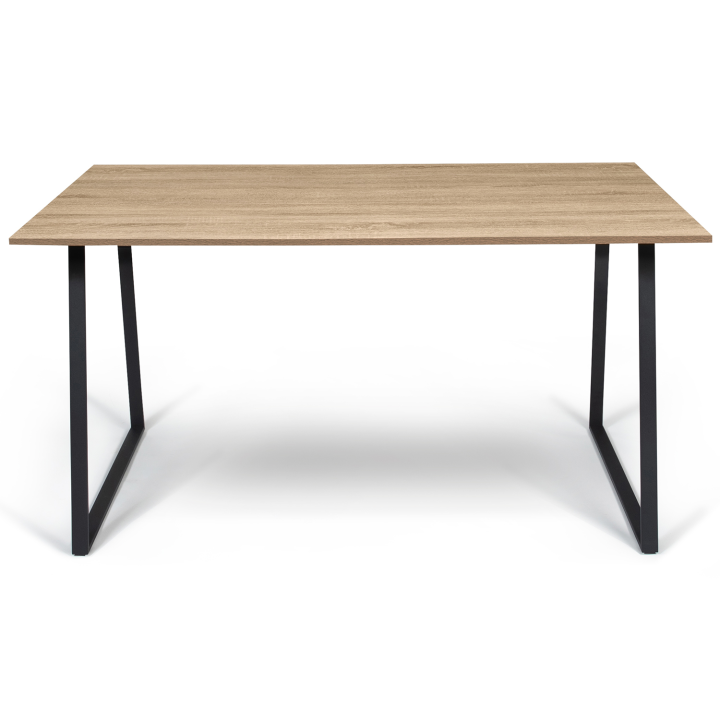 Mesa de comedor industrial barata de madera y metal negro | ID Market